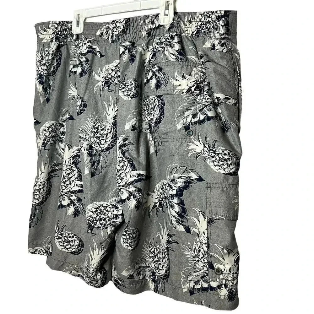 Tommy Bahama relaxed fit gray pineapple swim trunks size XL.